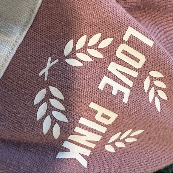 Pink Victoria secret long sleeve stripe kangaroo pocket back logo hoodie S - Picture 6 of 7